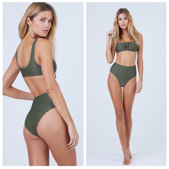 Onia Ribbed Bikini Set M/S Green - Picture 2 of 12
